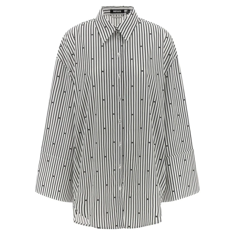 Rotate by Birger Christensen poplin Oversized Striped Shirt