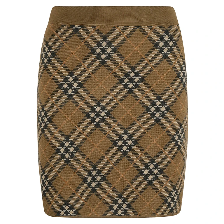 Burberry Check Pattern Ribbed Knit Skirt