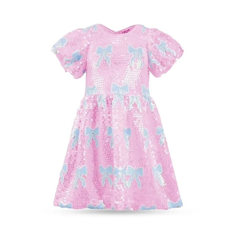Lola + The Boys Girls' Sequin Bow Dress - Little Kid, Big Kid