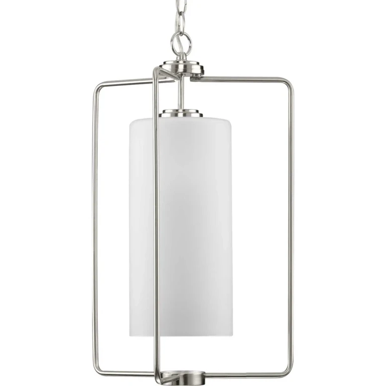 Brushed Nickel One Light Foyer Pendant from the Merry Collection