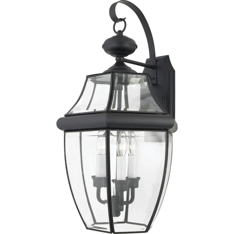 Newbury 3-Light Outdoor Wall Lantern in Mystic Black