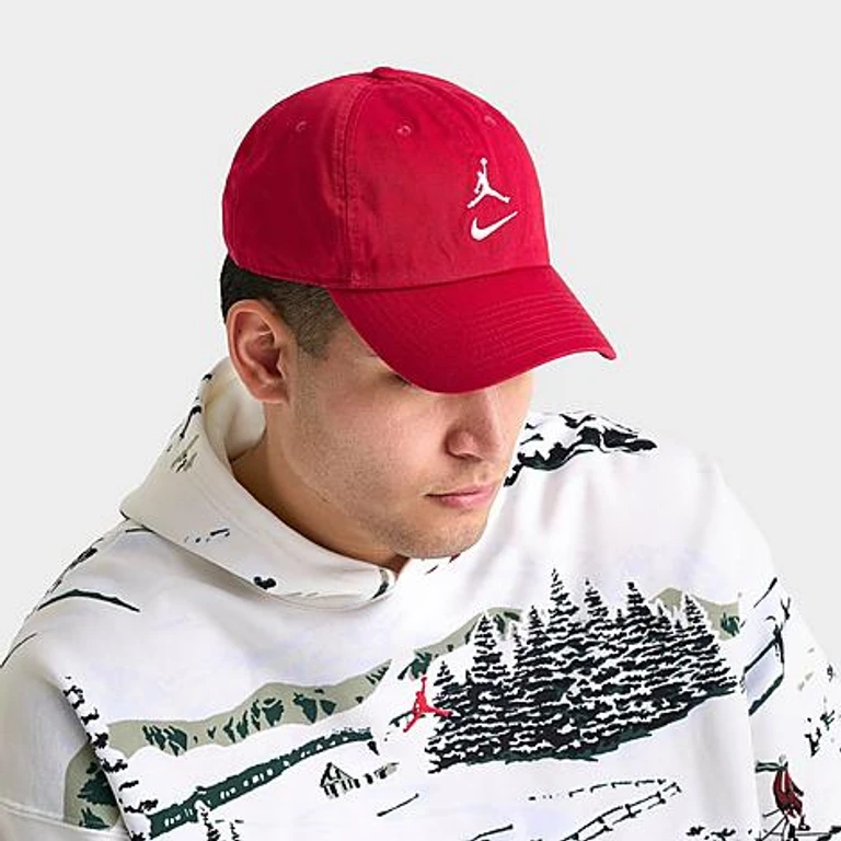 Jordan Stacked Logo Club Strapback Hat in Red Size: M-L