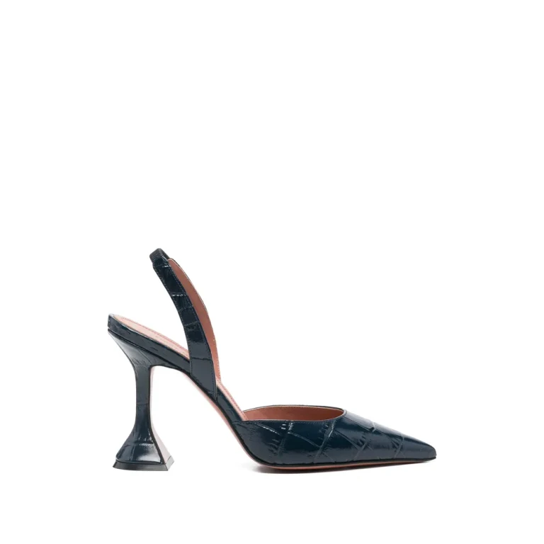 Amina Muaddi Holli Crocodile Effect Slingback Pumps