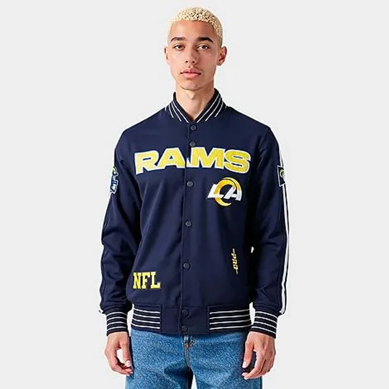 Pro Standard Men's Los Angeles Rams NFL Pro Game Day Doubleknit Jacket in Midnight Navy/White Size: Small
