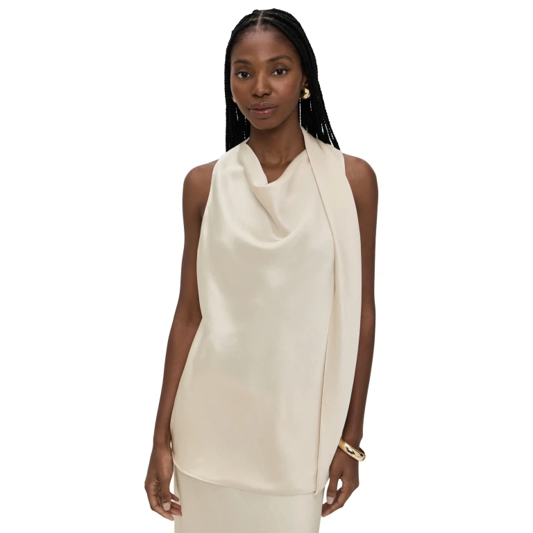 Vince Fluid Satin Scarf Top