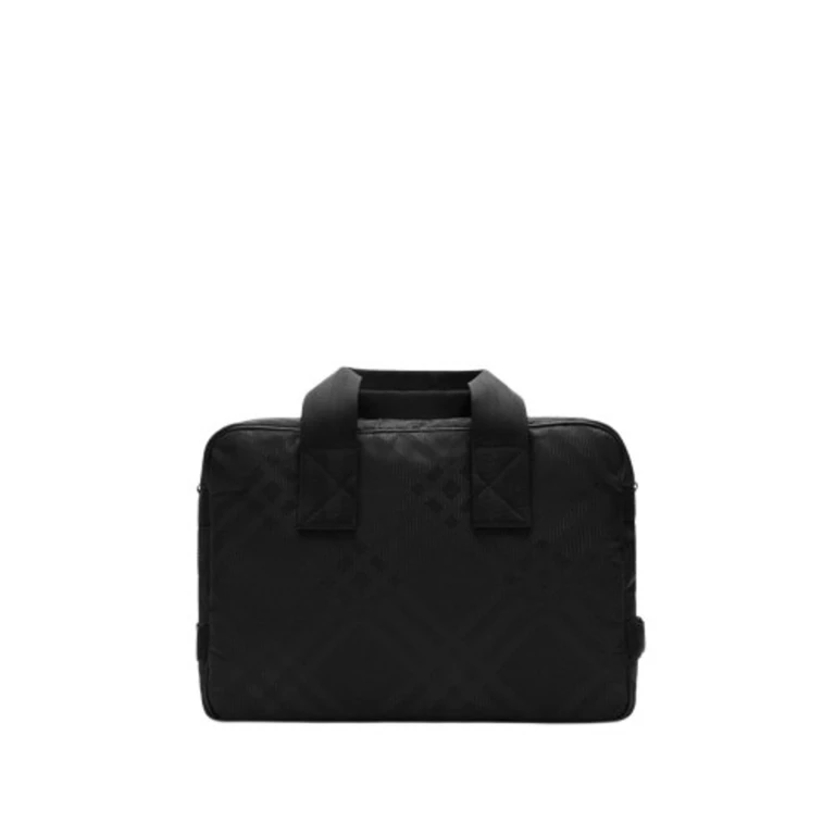 Burberry Black Mens Check Jacquard Briefcase