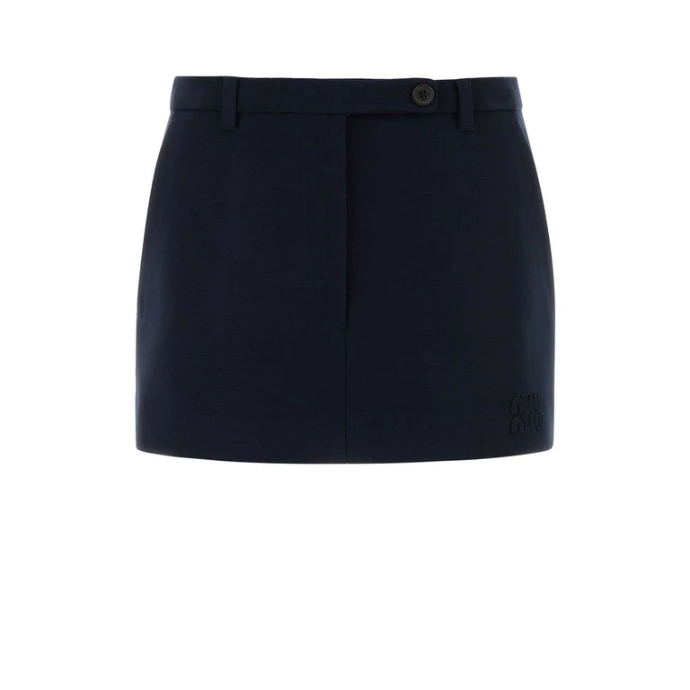 Miu Miu Navy Stretch Jersey Mini Skirt Bleu Gonne - Women