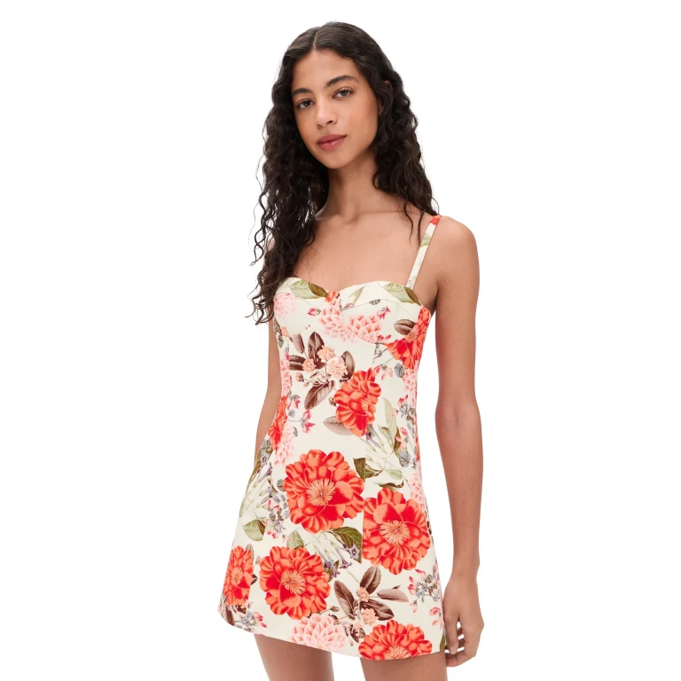 Cara Cara Claudine Mini Dress Blossoms Egret 4