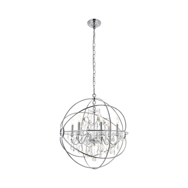 Chrome Six Light Pendant from the Cordelia Collection