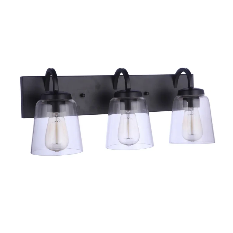 Flat Black Three Light Vanity from the Elsa Collection