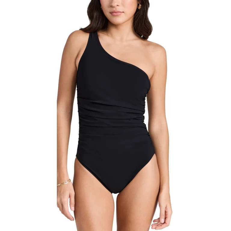 Karla Colletto Basics One Shoulder One Piece with Shelf Bra Black 6