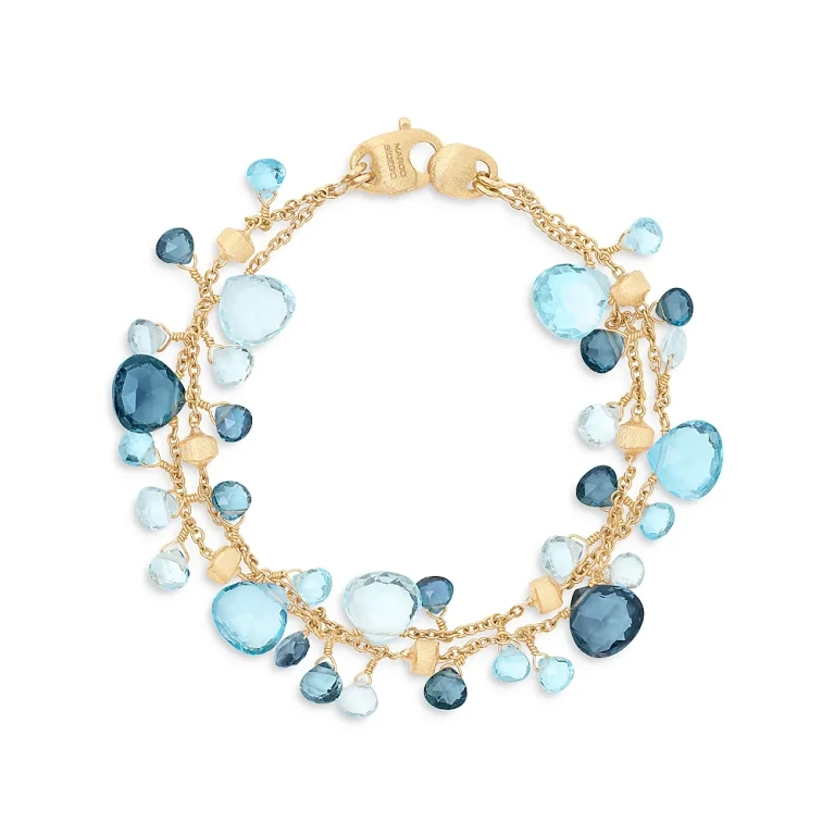 Marco Bicego 18K Yellow Gold Paradise Topaz London Blue & Swiss Blue Double Strand Bracelet