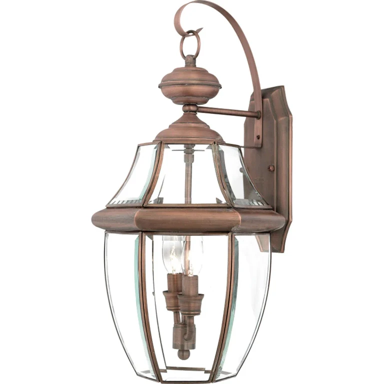 Newbury 2-Light Outdoor Wall Lantern in Aged Copper