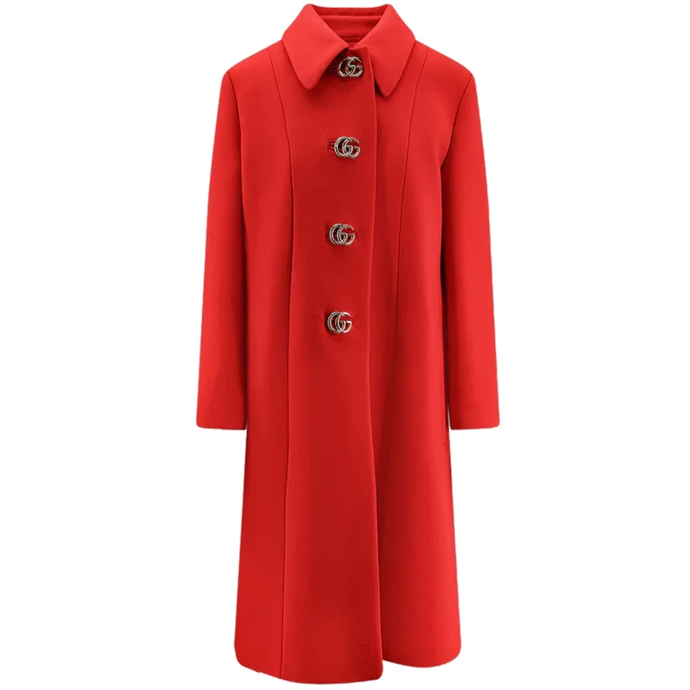 Gucci Wool Coat Bordeaxu/ivory Cappotto - Women