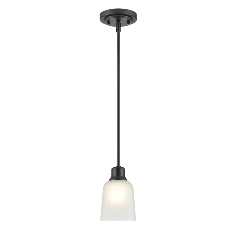 Matte Black One Light Mini Pendant from the Amberle Collection
