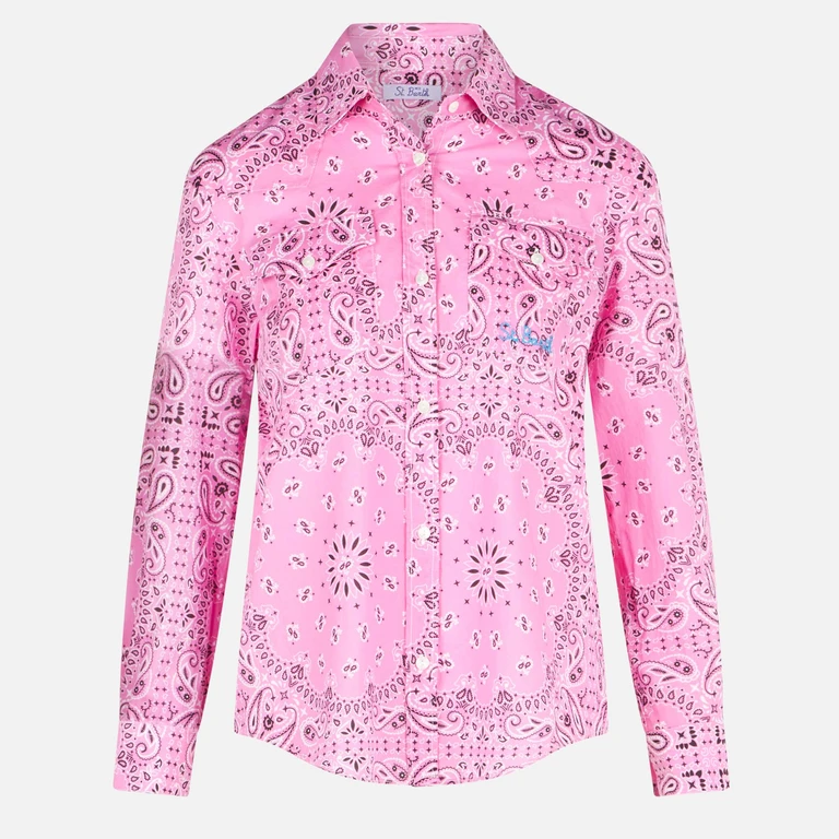 MC2 Saint Barth Woman Pink Shirt With Bandanna Print