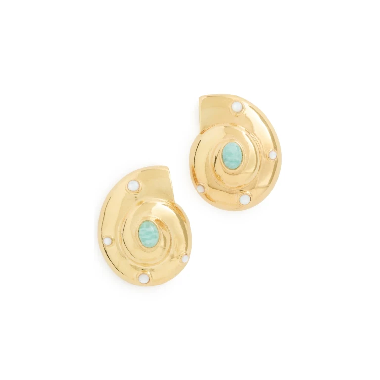 Lizzie Fortunato Nautilus Stud Earrings Gold One Size