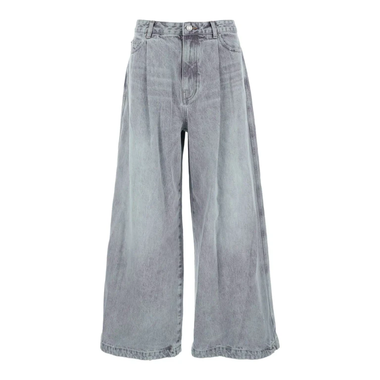 Juun. J Blue Jeans With Faded Effect And Wide Legi N Denim Man