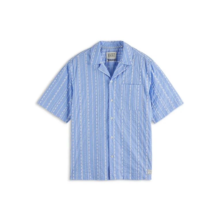 Scotch & Soda Embroidered Relaxed Fit Striped Shirt