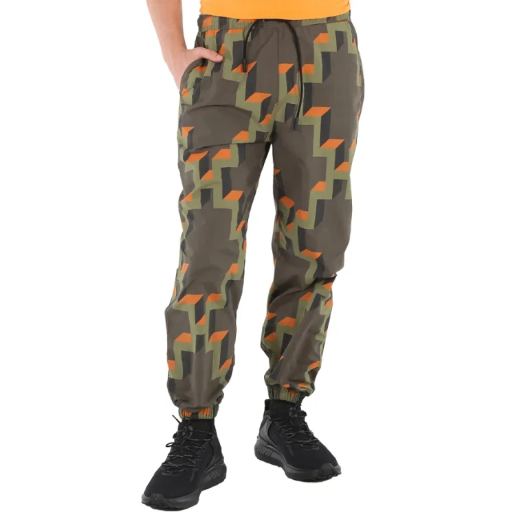 Marcelo Burlon Mens Army Orange Cross Geometric-Print Joggers
