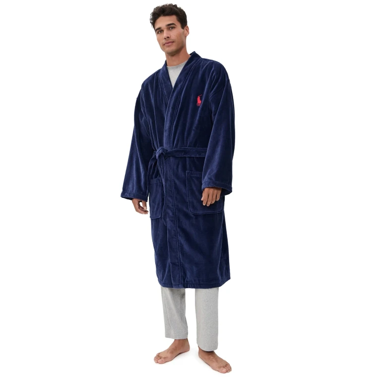 Polo Ralph Lauren Underwear Terry Velour Robe Cruise Navy S/M