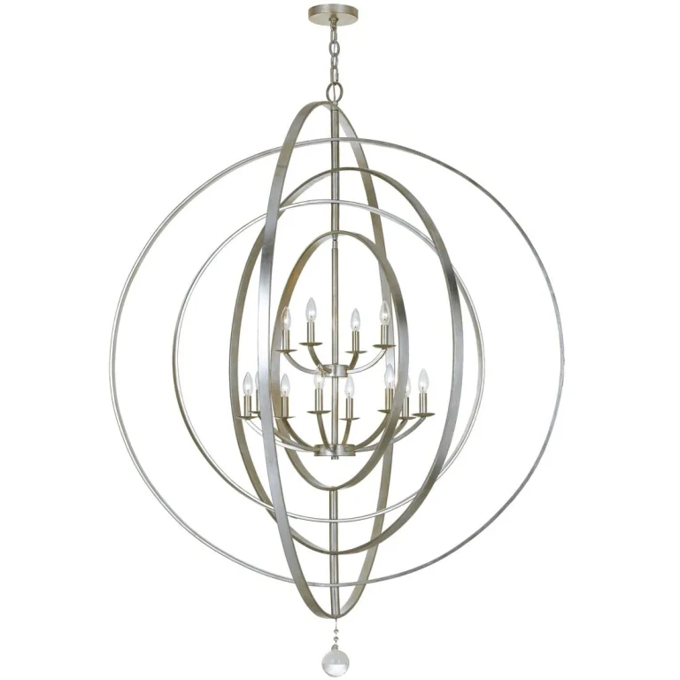 Luna 12-Light 70" Industrial Chandelier in Antique Silver