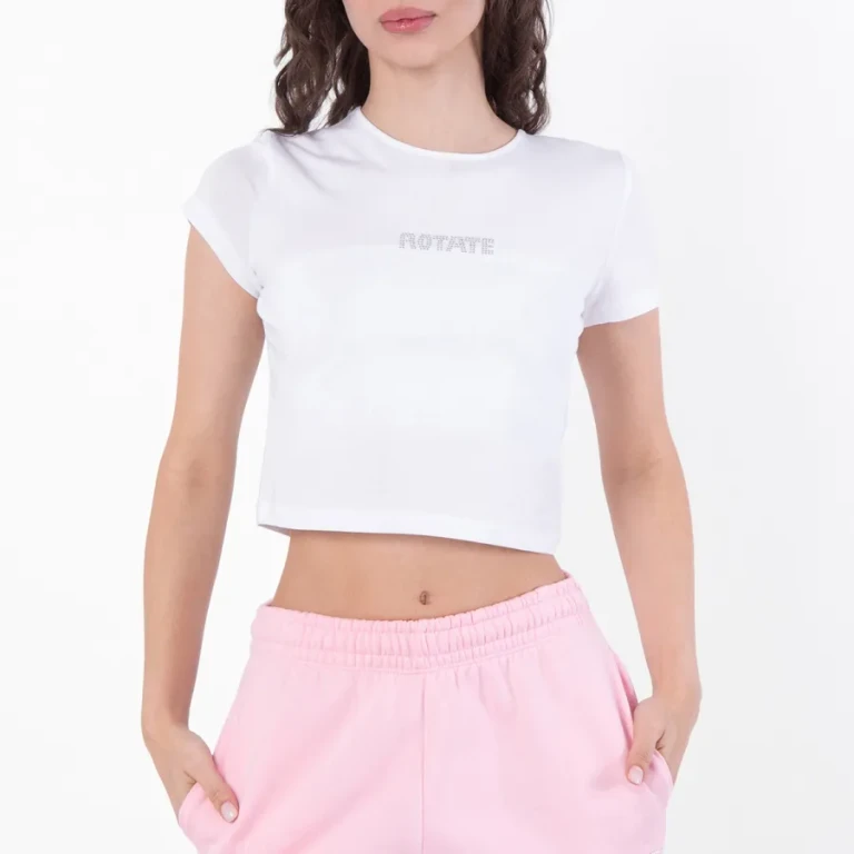 Rotate Womens Cropped Logo Tee, Brand Size 36 ( US Size 2 )