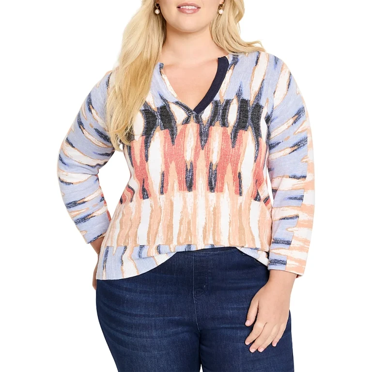 Nic+Zoe Plus Split Neck Sweater