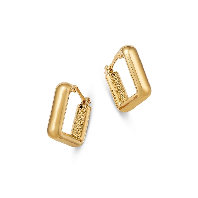 Polished Square Small Hoop Earrings in 14K Yellow Gold