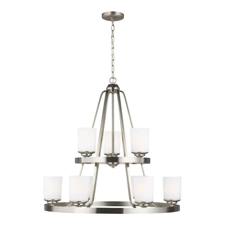 Sea Gull Kemal 9-Light Transitional Chandelier in Brushed Nickel - 3130709EN3-962