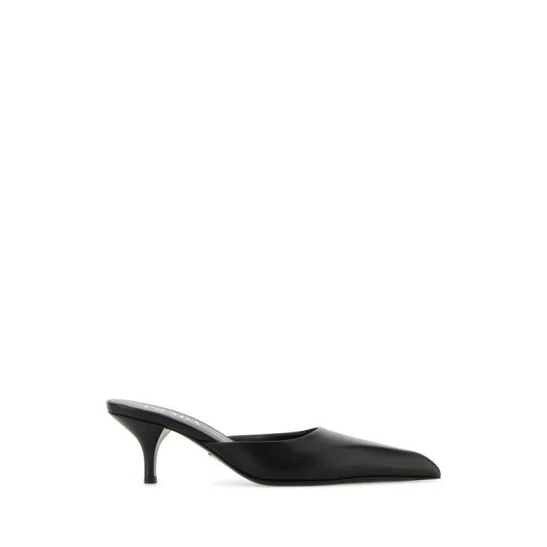 Prada Black Leather Mules