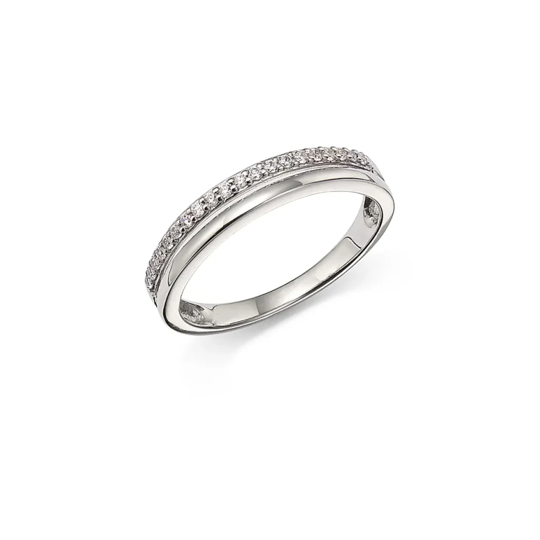 Diamond Band in 14K White Gold, 0.10 tcw