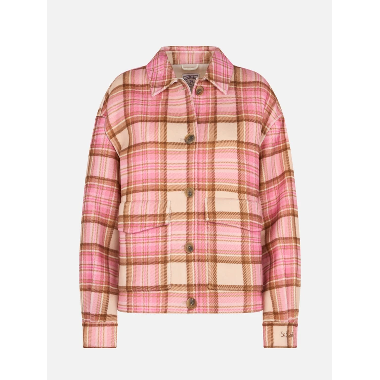 Mc2 Saint Barth Bonnibell Pink Tartan Wool Effect Jacket - Women