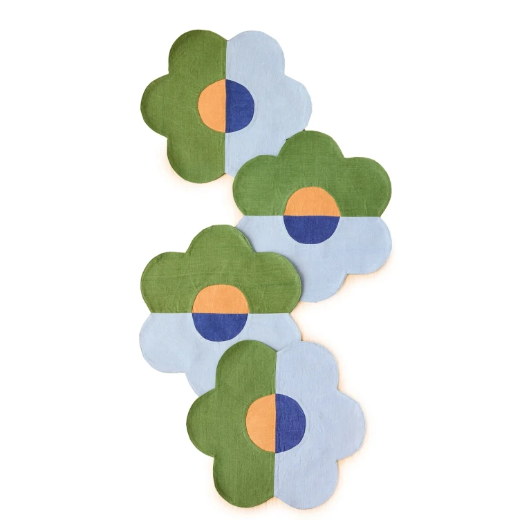 Misette Linen Patchwork Placemats Set of 4 Floral/Green/Blue One Size