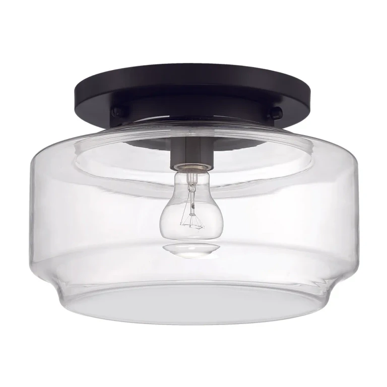 Flat Black One Light Flushmount from the Peri Collection