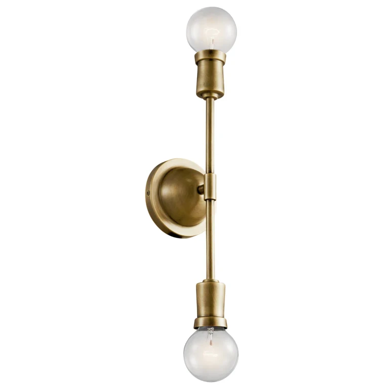Natural Brass Two Light Wall Sconce from the Armstrong Collection