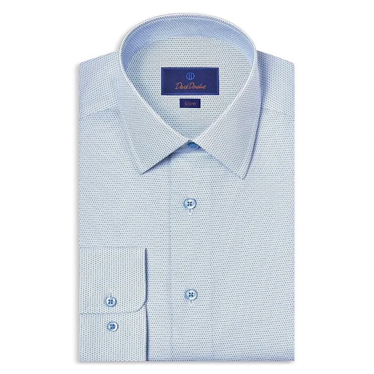 David Donahue Slim Fit Micro Print Dress Shirt