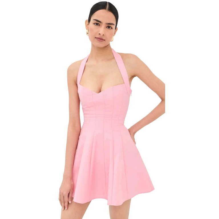 GUIZIO Juliette Twill Halter Dress Ivory L