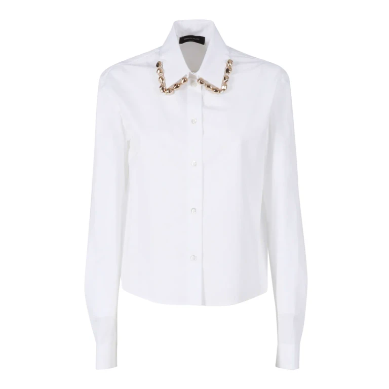 Fabiana Filippi Poplin Cropped Shirt With Pepita Embroidery On Collar