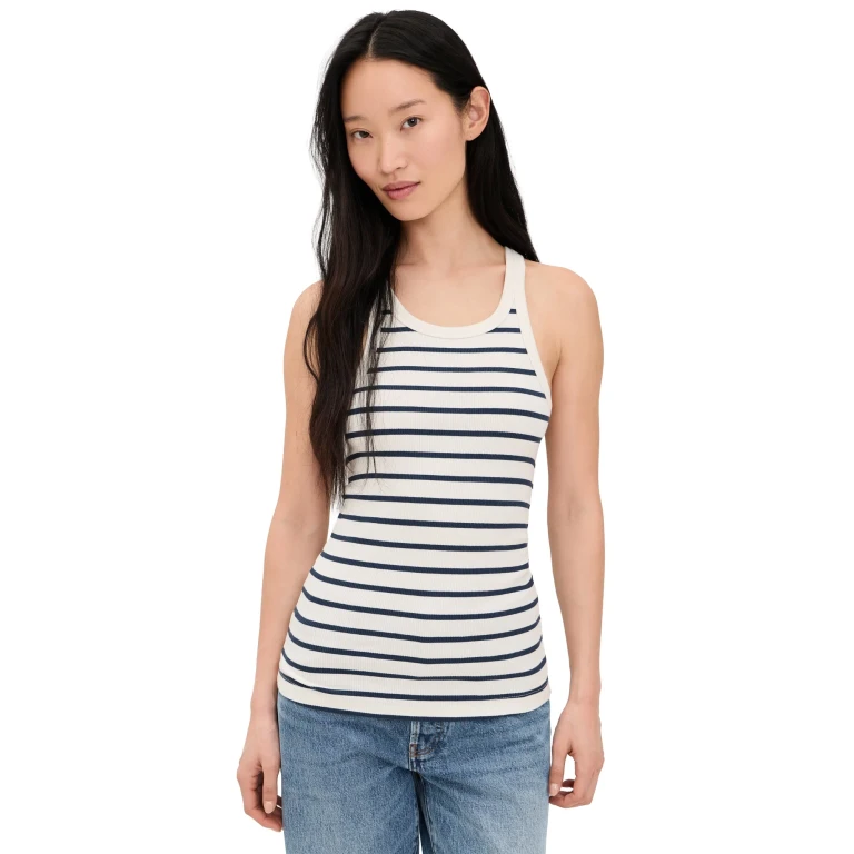 Faherty Surfside Ribbed Tank Salt Air Stripe S