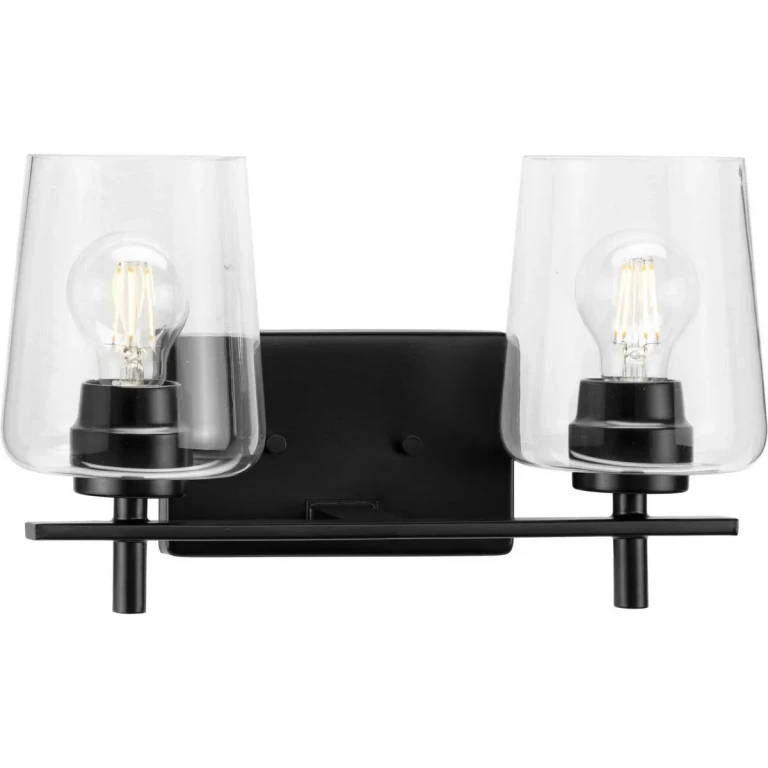 Matte Black Two Light Bath Vanity from the Calais Collection