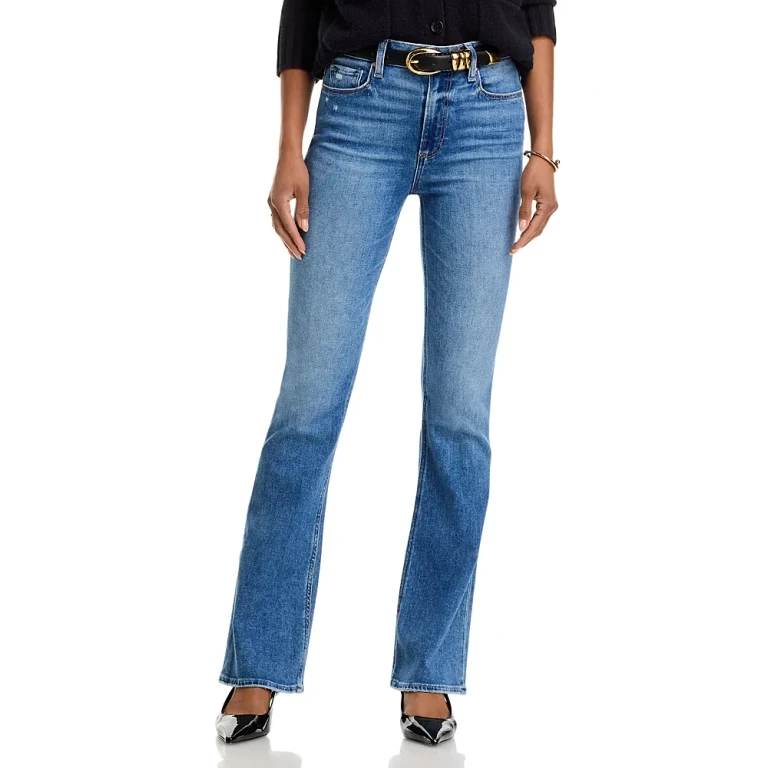 Paige Laurel Canyon High Rise Flare Jeans in Rock Show Distressed