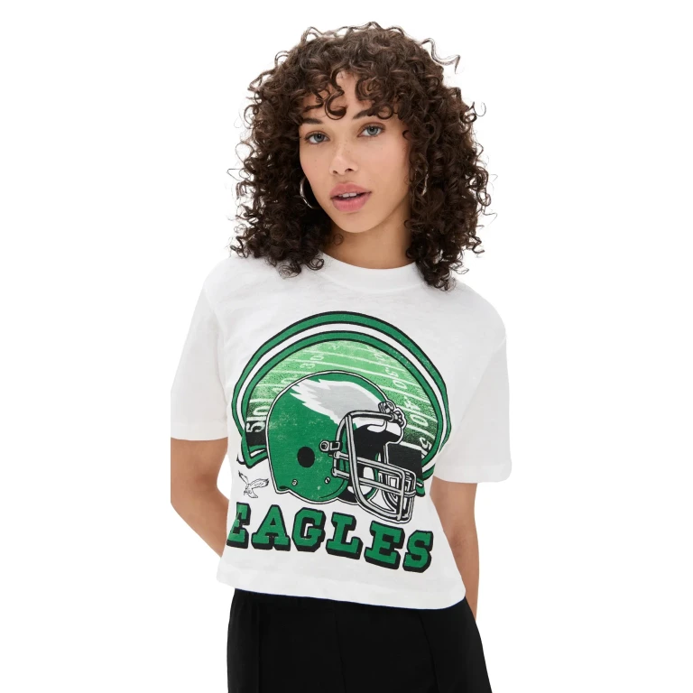 Junk Food Eagles Game Time MN Crop Tee Vintage White XS