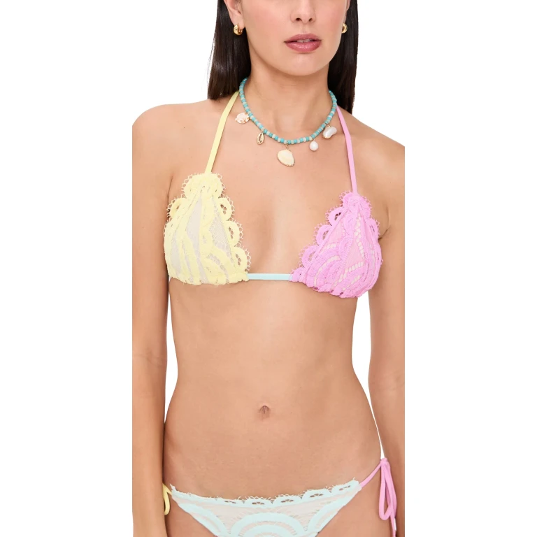 PQ Swim Lace Tri Top Sweet Pea D