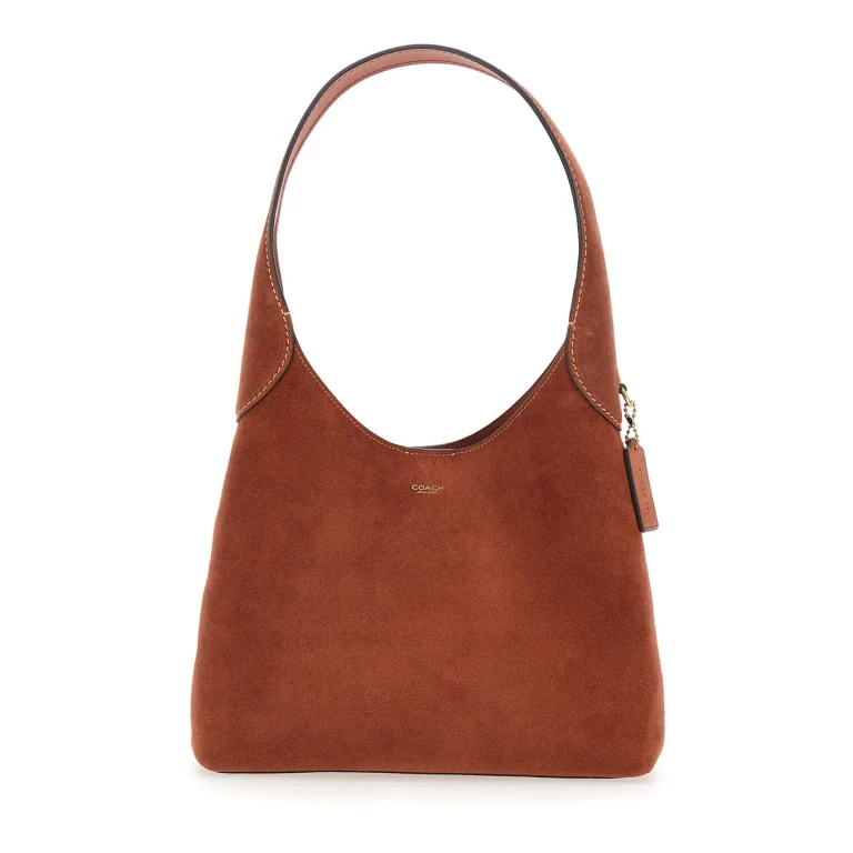 Coach brooklyn Piccola Black Shoulder Bag With Lettering Logo On The Front In Suede For Women