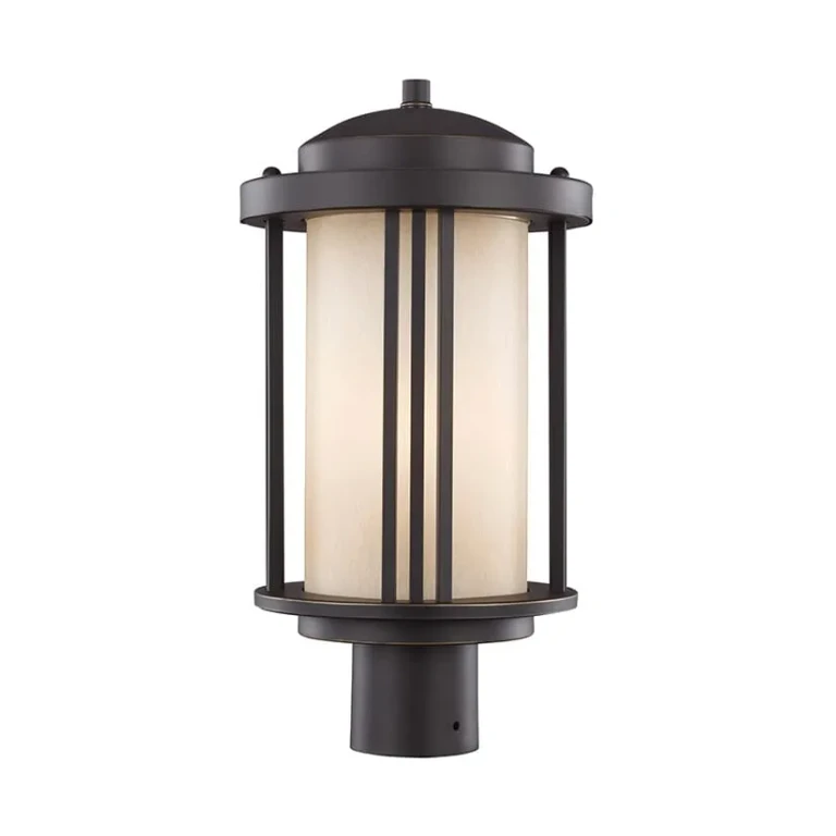 Antique Bronze One Light Outdoor Post Lantern from the Crowell Collection