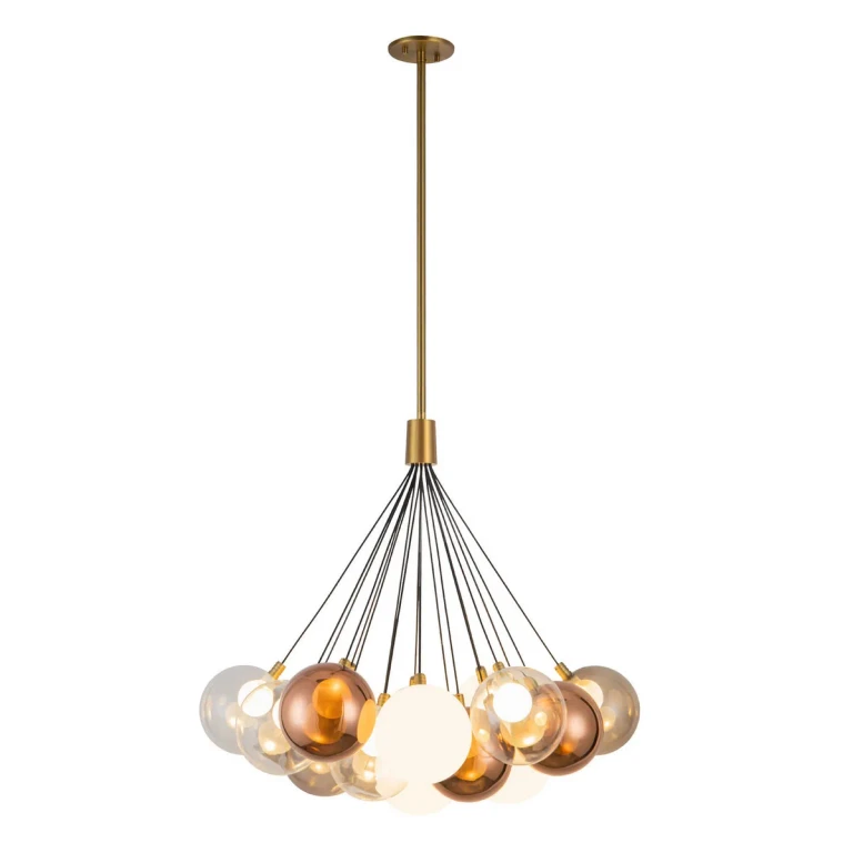 Brushed Gold Mixed Glass LED Chandelier from the Bolla Collection