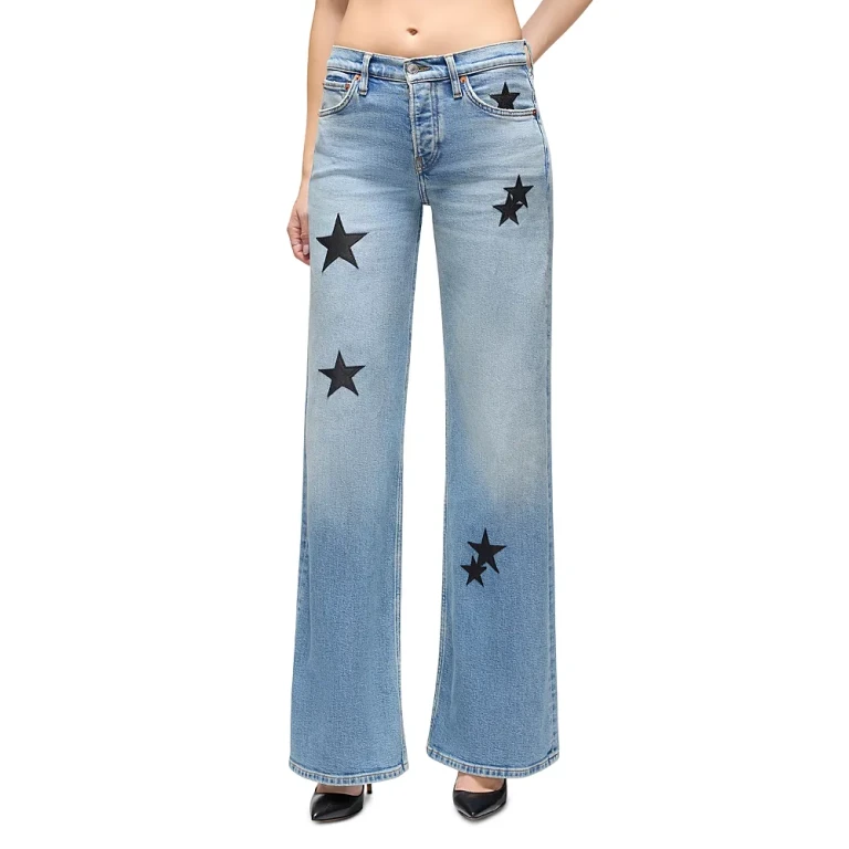Re/Done Mid Rise Wide Leg Jeans in Mid 90s