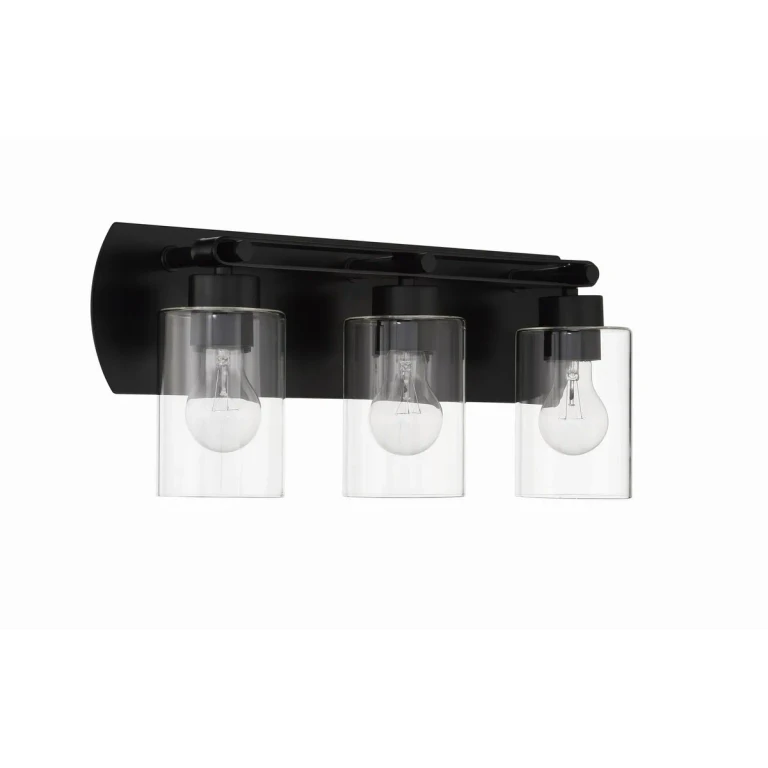 Flat Black Three Light Vanity from the Hendrix Collection