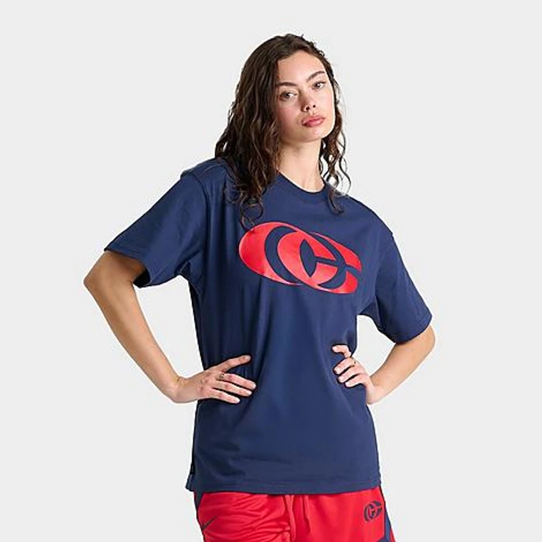 Women's Caitlin Clark M90 Logo T-Shirt in Midnight Navy/University Red Size: XS